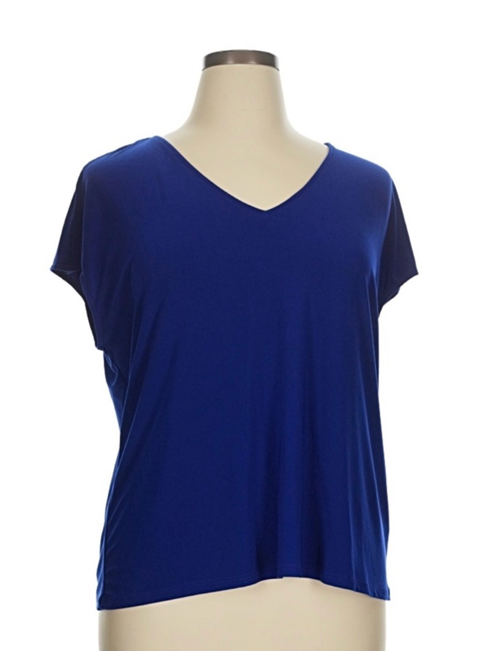 Halogen Cobalt Blue V-Neck Cap Sleeve Blouse